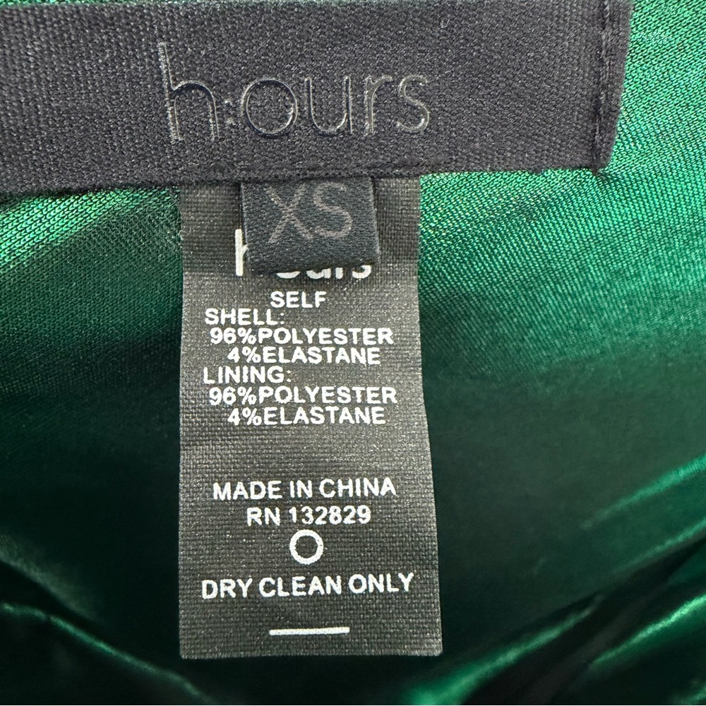HOURS Emerald Metallic Draped Ruched Mini Dress XS Cocktail Holiday NYE Revolve - Picture 8 of 8